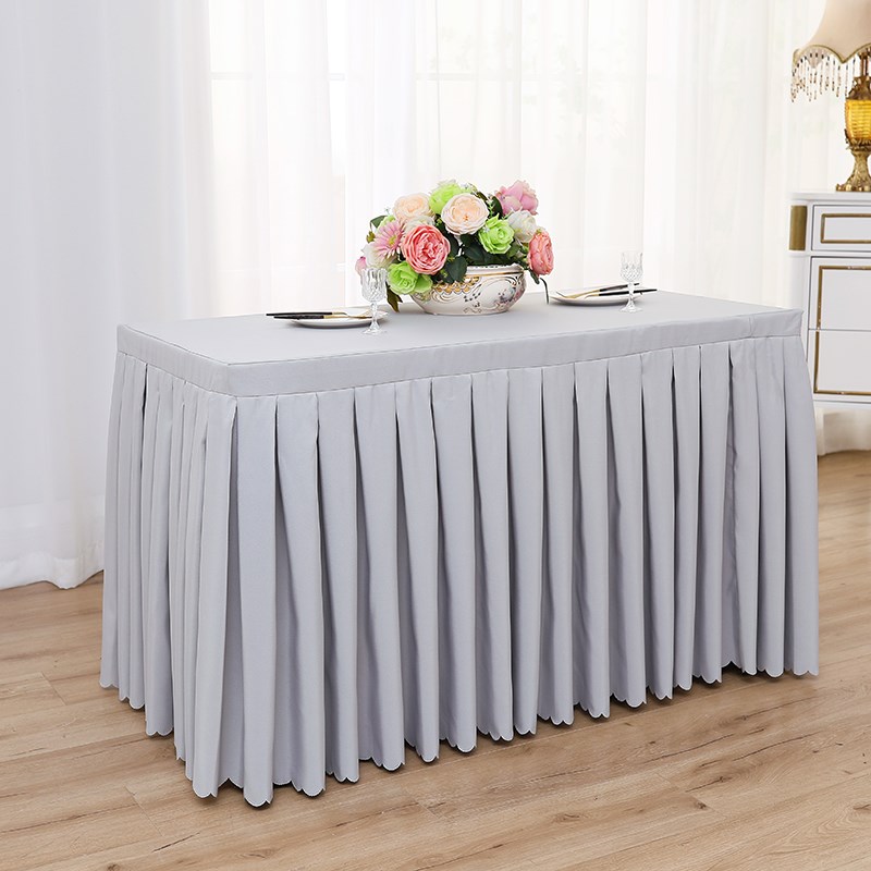 定制会议桌布长方形绿布艺商务签到台裙活动桌裙办公室展会桌罩