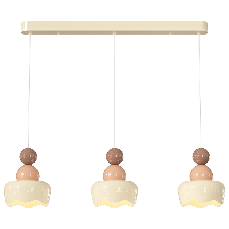 餐厅吊灯全光谱奶油风三头饭厅灯具长条现代简约餐桌吧台吊线灯具