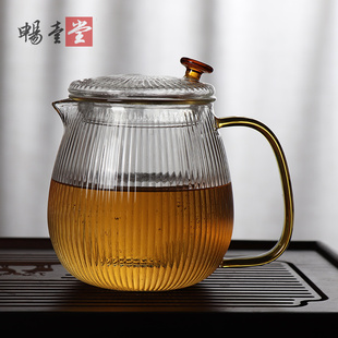 茶壶玻璃条纹水壶单壶家用煮茶耐高温花茶茶具套装 日式 过滤泡茶壶