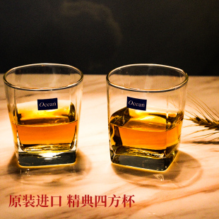 Ocean鸥欣6只进口玻璃水杯耐热家用泡茶杯子四方威士忌洋酒杯果汁