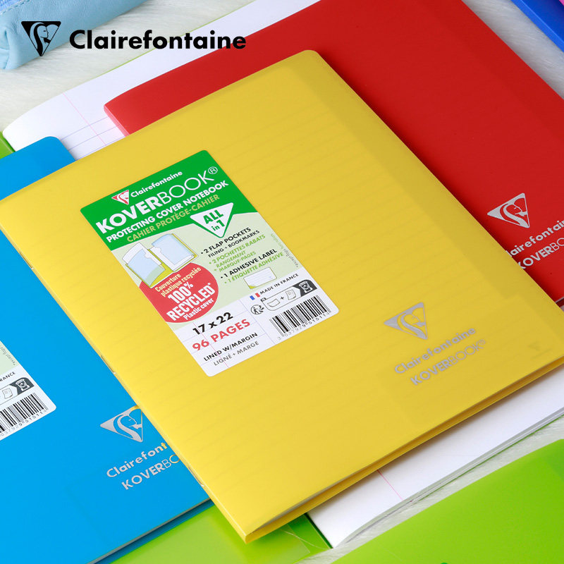 法国Clairefontaine克莱方丹PP面骑马订装笔记本磨砂半透明PP封面自带透明文件袋90g木浆纸可双面书写不透墨