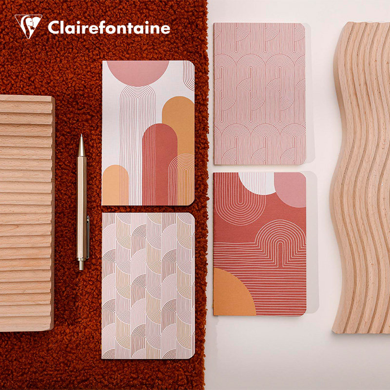 法国Clairefontaine克莱方丹Terracotta限定款赤陶系列笔记本A5线装本A4线圈本羊皮笔袋组合陶瓷纹理笔记本
