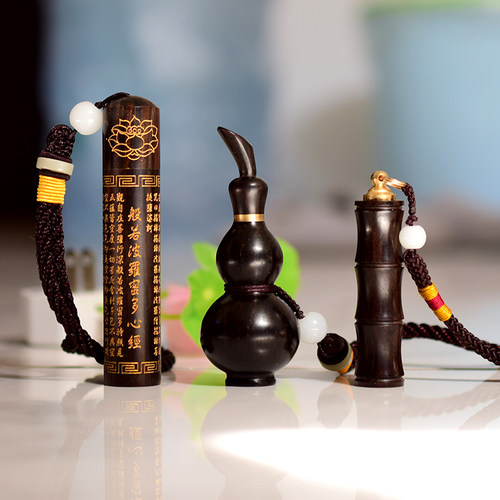 紫光檀黑檀木心经葫芦竹节青金石鼻烟壶特色手工艺品手把件牙签筒