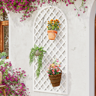 虹越防腐木网格栅栏室外爬藤架花架户外护栏庭院实木隔断屏风围栏