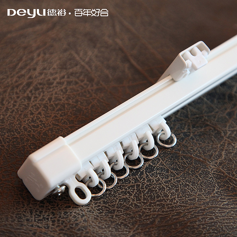 博轩上门安装双层铝合金窗帘轨道顶装侧装滑轮纳米静音条单双导轨