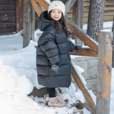 小满鹅儿童羽绒服男女童90鹅绒加厚保暖中长款外套中大童亲子冬装