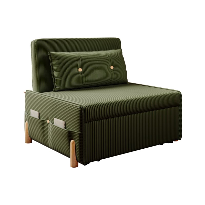 灯芯绒沙发床奶油风小户型客厅可折叠单人伸缩两用可储物2024新款