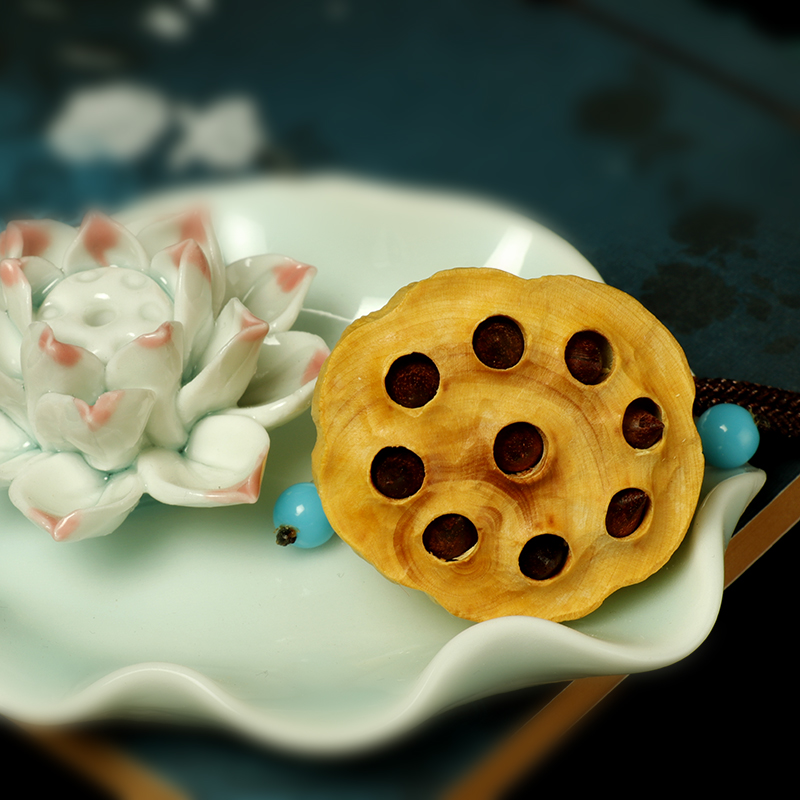 黄杨木雕实木家居汽车挂件莲蓬吊坠手把件莲子莲藕工艺品文玩吊饰