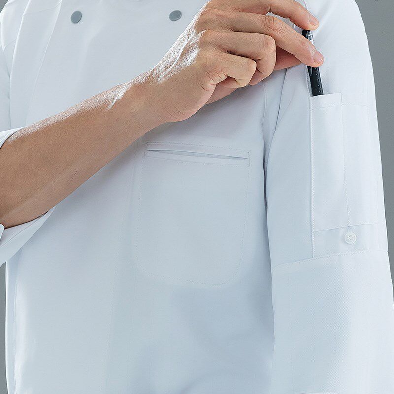 酒店厨师工作服长袖七分袖高端纯棉西餐饮后厨房厨师服定制秋冬装