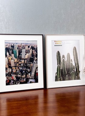 木纹色铝合金属相框广告海报框406090窄边卡纸裱画框细边框架定制