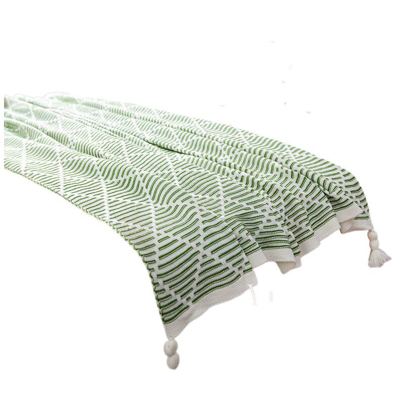 床尾巾奶油风网红酒店床旗针织流苏高档民宿简约床盖新中式搭巾