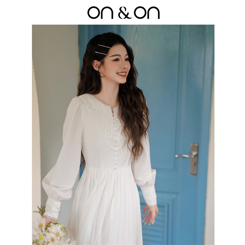 ON&ON/安乃安2025春季新款法式宫廷风蕾丝镂空气质高级感连衣裙