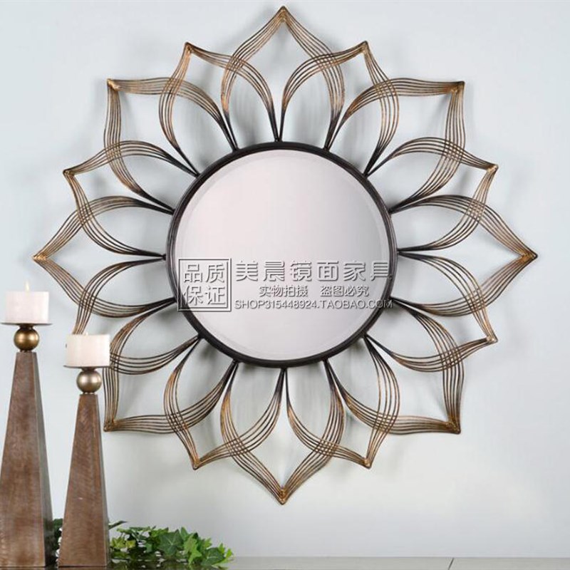 美式仿古软装装饰镜 壁挂挂镜 玄关镜子壁炉镜 定制艺术大厅挂镜