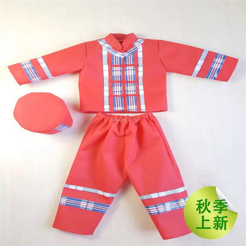 儿童少数民族环保服手工制作塑料袋男童幼儿园环保时装走秀表演服