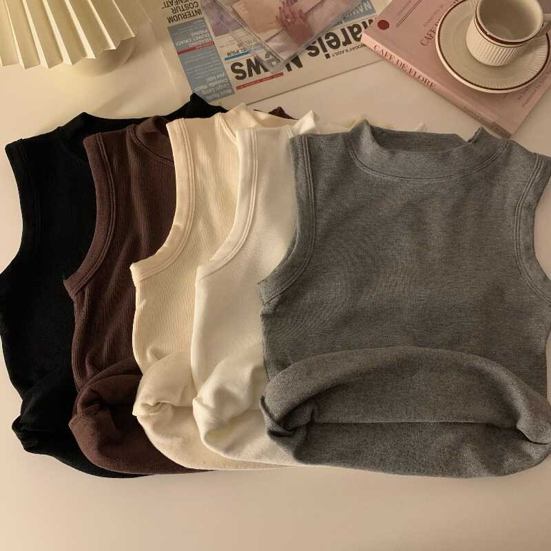 磨毛加绒加厚保暖背心女2024新款内搭秋冬修身显瘦外穿打底上衣