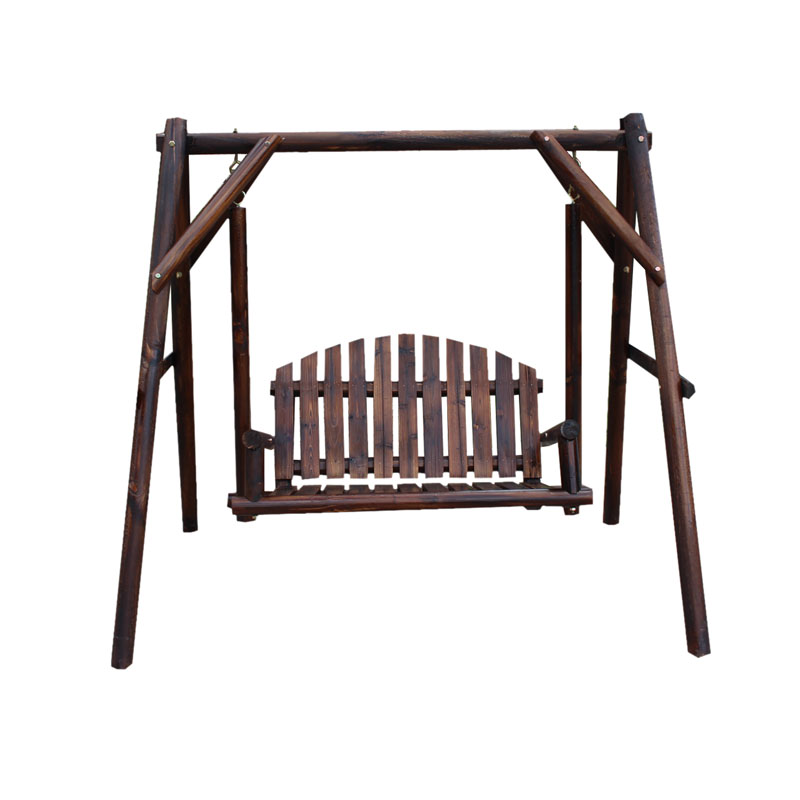 碳化实木户外吊椅阳台别墅摇椅室外庭院双人休闲花园方木带顶秋千