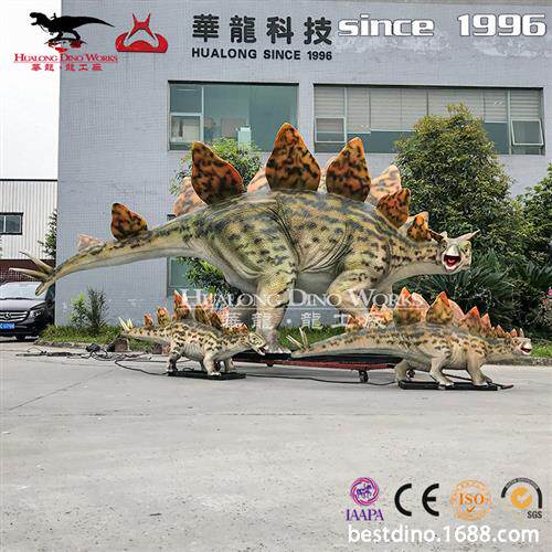 大型仿真剑龙一家文旅产业的产品恐龙亲子乐园机械硅胶电动恐龙