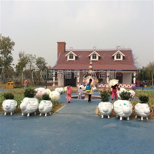 户外玻璃钢雕塑园林景区装饰摆件动物模型定制羊群泡沫雕刻