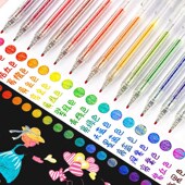 按动式 闪光荧光笔啫喱笔大容量亮晶晶流沙笔学生用手账彩色记号笔