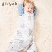 透气舒适 婴儿童分腿睡袋春夏季 yikyak双层短袖 纱布七分棉拼袖