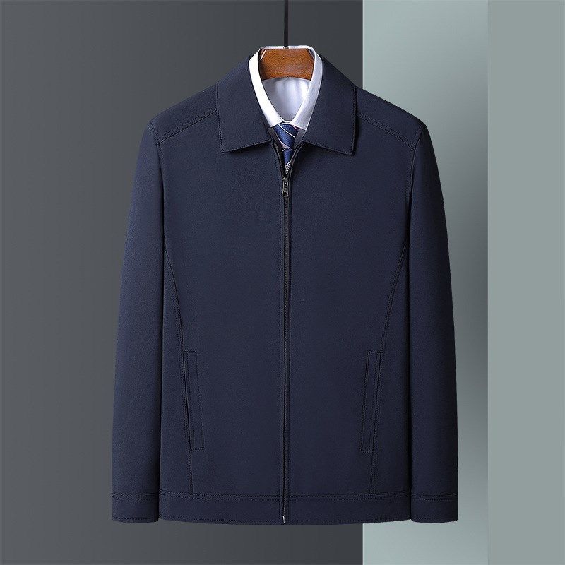 高档男装秋季中老年男红色休闲夹克爸爸本命年酒红色外套夹克衫男