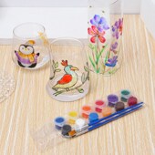 可防水洗12色透明颜料条diy玻璃杯子亚克力板彩绘画丙烯颜料套装