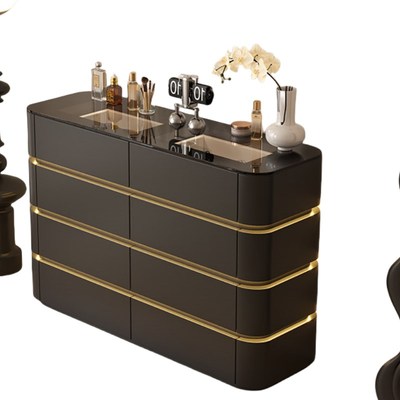 实木黑色中古风八斗柜卧室玄关桌简易床尾轻奢高级感收纳储物柜