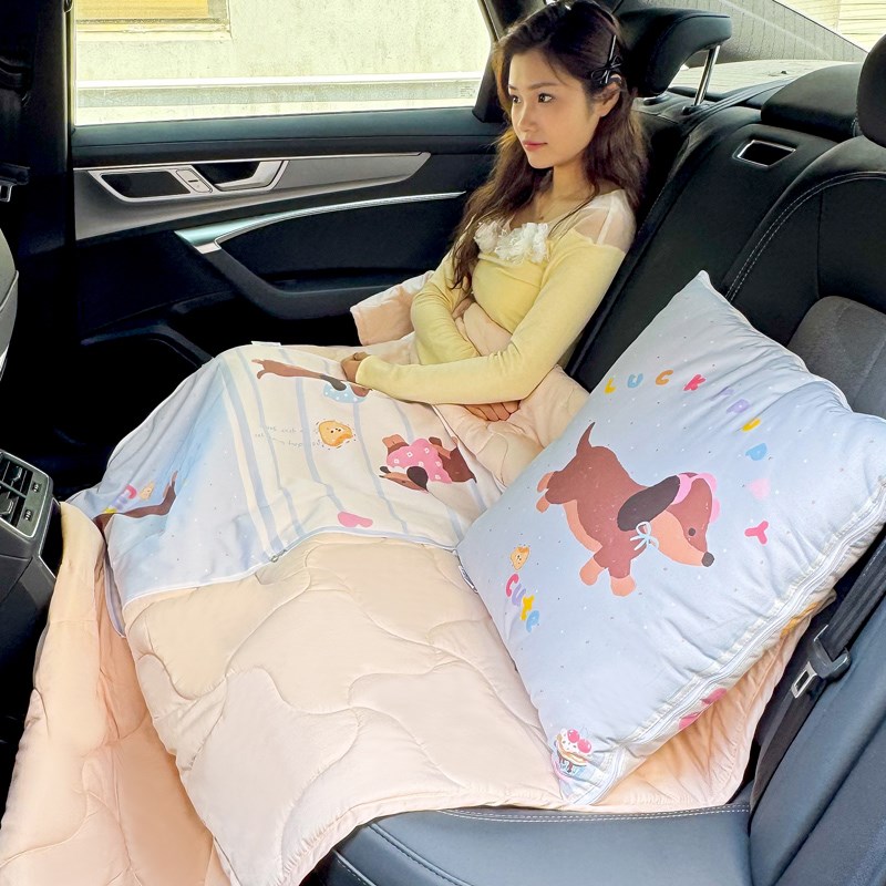 纯棉两用抱枕被卡通车载靠垫办公室沙发午休枕头可折叠便携空调被