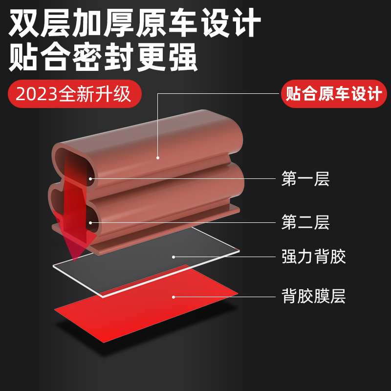 汽车密封条双层隔音加厚全车防水通用车门玻璃降噪声门缝密封胶条
