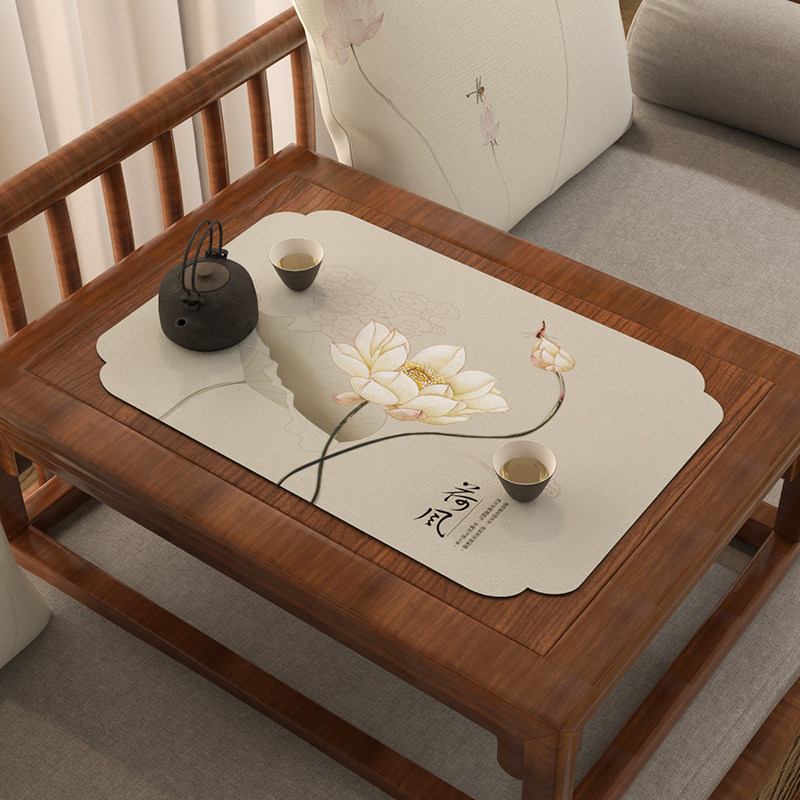 新中式茶席茶台吸水凉垫矽藻泥垫子实木茶桌垫布炕几桌旗禅意沥水