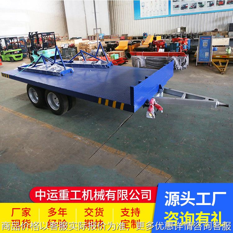 大吨位重型仓库车间货物搬运货物转运载重四轮转向牵引式平板拖车