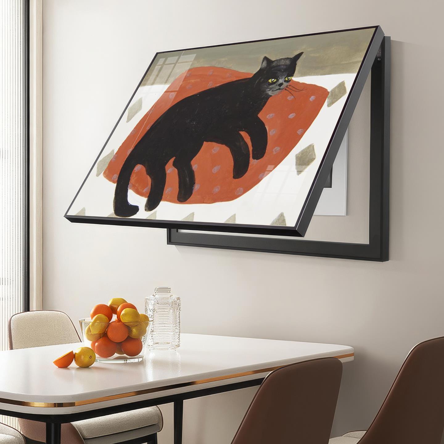 ins风黑白电表箱装饰画免打孔猫咪配电箱遮挡壁画电闸盒开关挂画图片