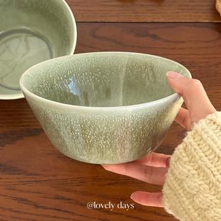 lovely days ins嫩绿色亮釉窑变渐变纹理陶瓷釉下彩酸奶碗小食碗