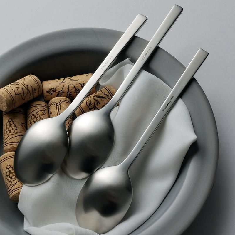 PURFI PERLI 极简实用18-10不锈钢勺子家用餐勺饭勺汤勺 砂光质感