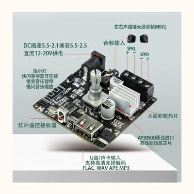 5.0蓝牙功放板模块机diy套件12v 15v 18v汽车音响车载双声道50w*2