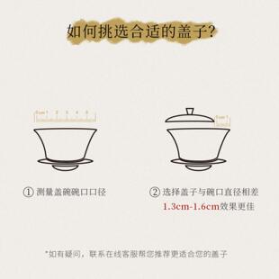 盖碗盖子单卖家用功夫茶具配件三才茶碗陶瓷茶杯配盖单个影青描金