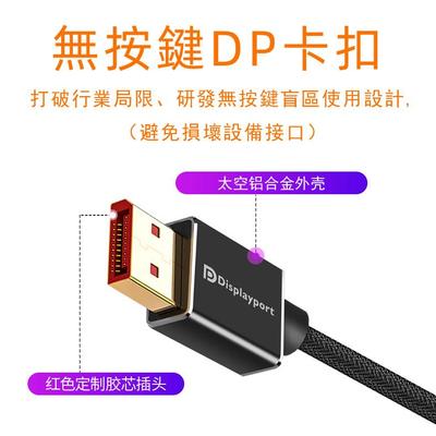 名巢DP线2.0版8K电脑显示器4K@144Hz/165电竟2K臂架式柔软兼容1.4