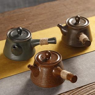 煮茶炉复古手抓泡茶器 粗陶侧把壶功夫茶具家用单个茶壶小陶瓷日式