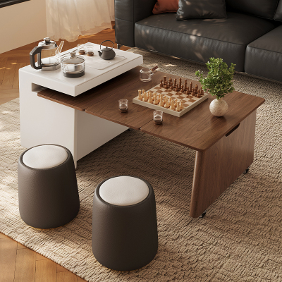 移动式茶几可折叠伸缩小户型中古客厅家用边几沙发茶几茶台一体式