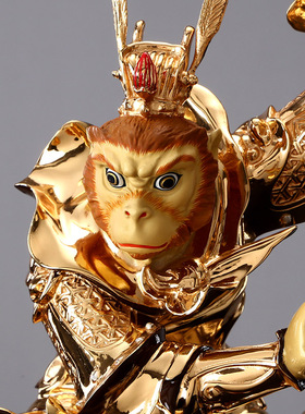 鎏金孙悟空摆件 黄铜齐天大圣 斗战胜佛 办公室中式摆件 公司礼品