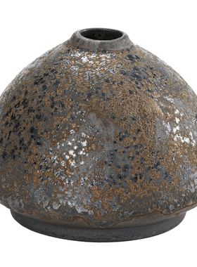 日式禅意小花瓶简约插干花假花茶台装饰摆件粗陶瓷复古花器插花瓶