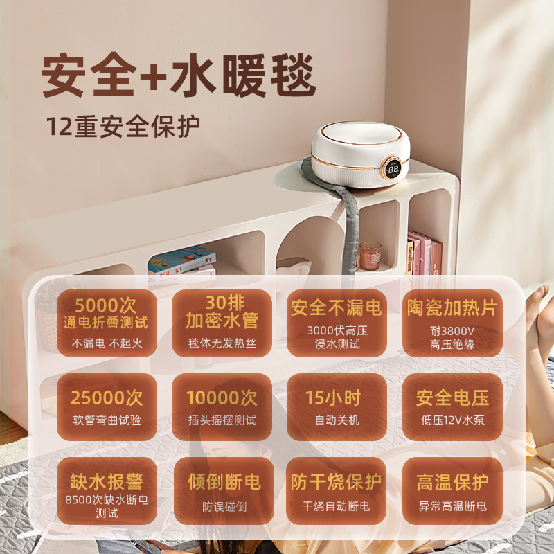 水暖电热毯双人双控电褥子单人调温家用水循环炕水热毯床垫水全套