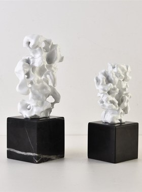 新中式太湖石摆件酒店售楼处客厅混搭假山软装饰品样板房轻奢摆设