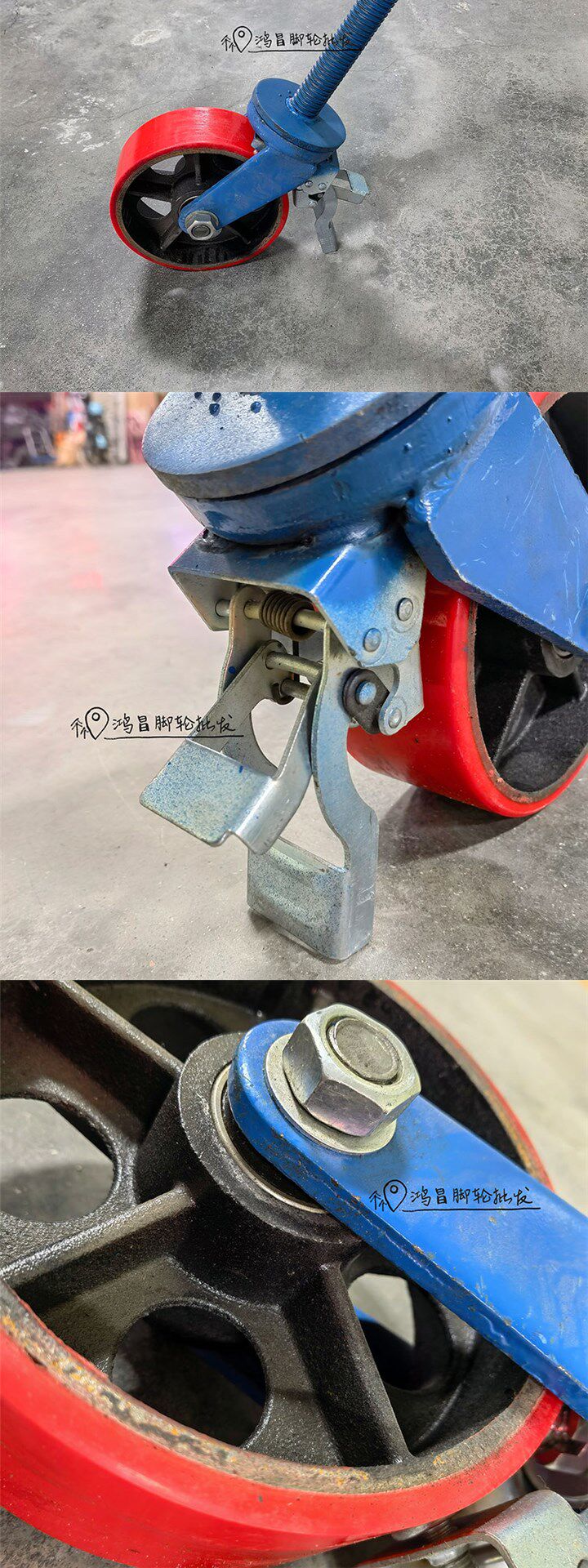 товар из китая 超重型寸铁u脚手架轮万向轮脚手架轮带丝杠升降轮 No brand