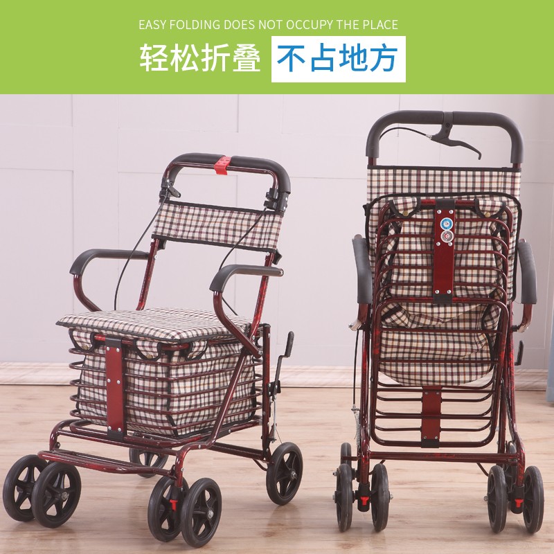 老购物手推推坐轮买菜小拉老年助行