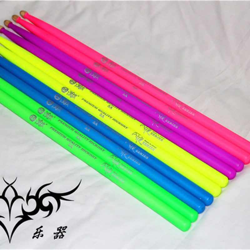 汉旗架子鼓鼓棒5 7闪夜荧光鼓槌 彩色发光舞台爵士鼓棍
