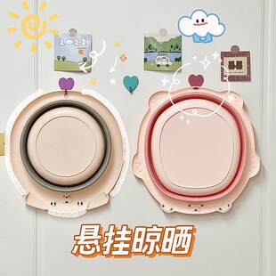 可爱小号洗R脸盆少女便携式 卡通可折叠盆学生宿舍家用洗内衣裤 塑