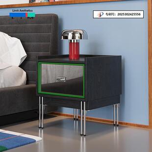 LIM界限中古包豪斯床头柜镜面不锈钢抽屉柜光轴床边柜定制可移动Z