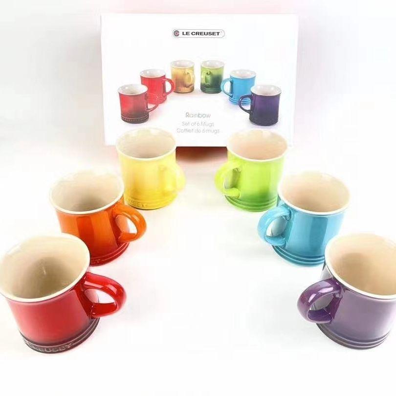 酷彩LE CREUSET法式家用彩虹马克杯陶瓷杯子水杯咖啡杯套装情侣杯