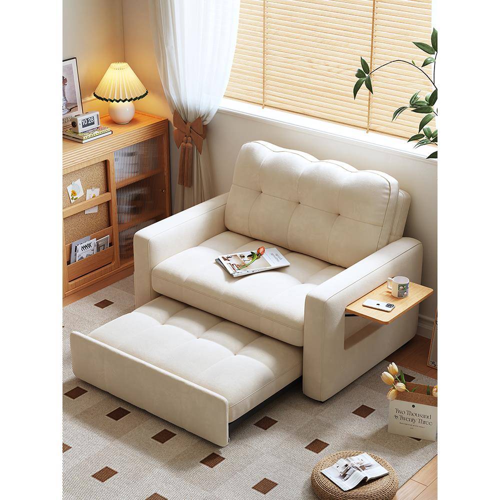 He木屋栗子沙发床奶油风2025新款可折叠两用小户型客厅单人小沙发
